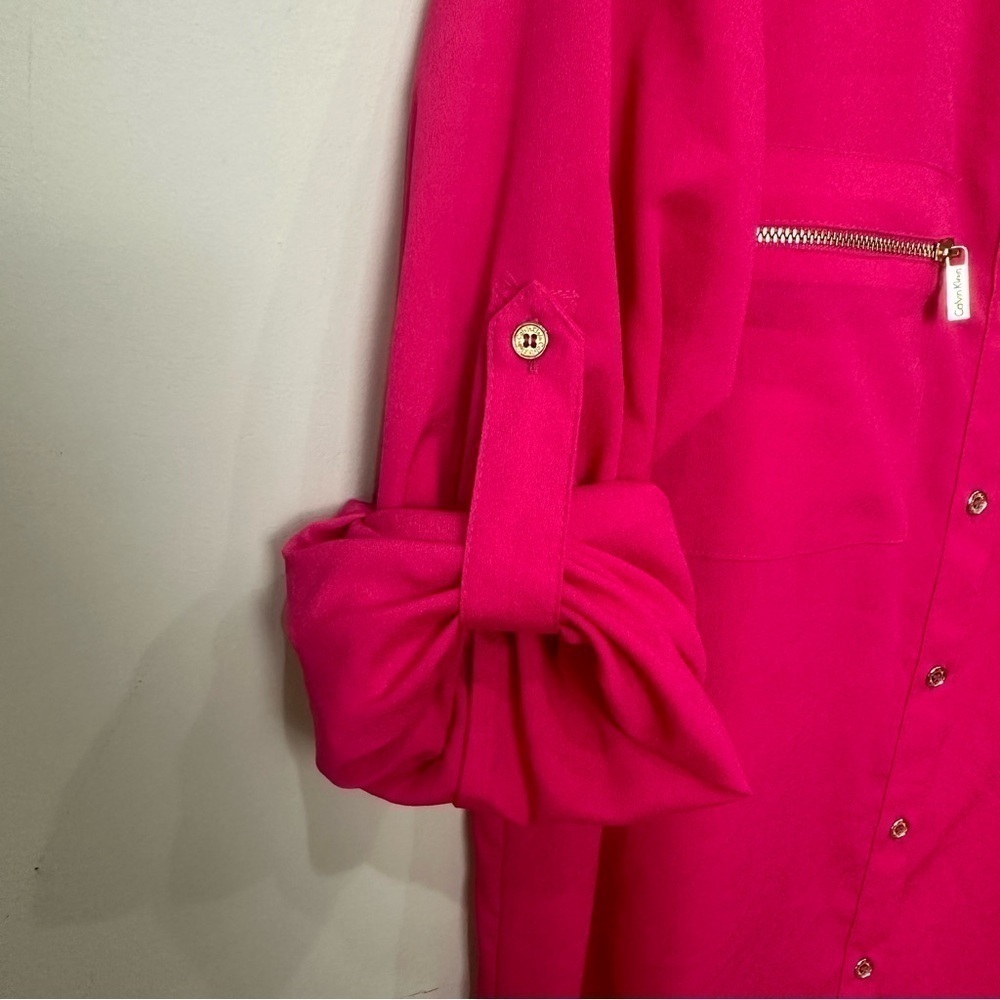 Calvin Klein Button Up Shirt Pink Gold - Picture 6 of 8
